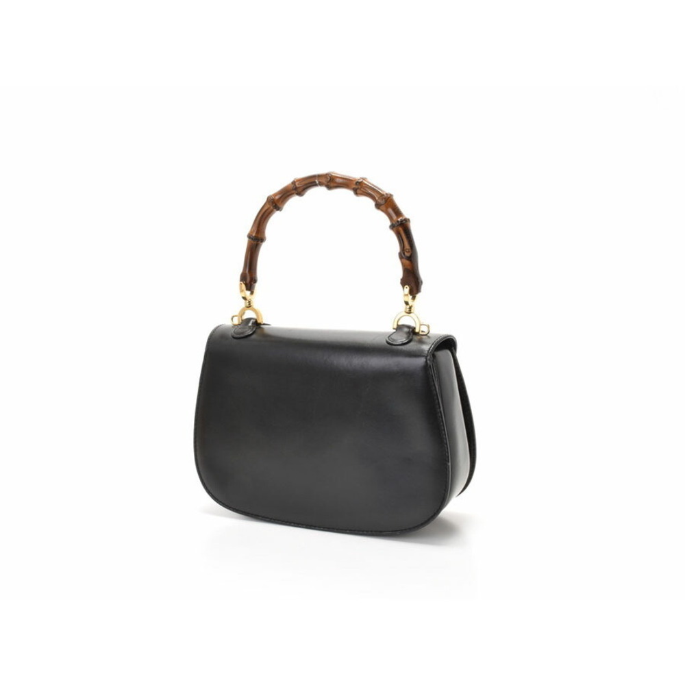 Gucci Black Calfskin Handle Bamboo Bag Top